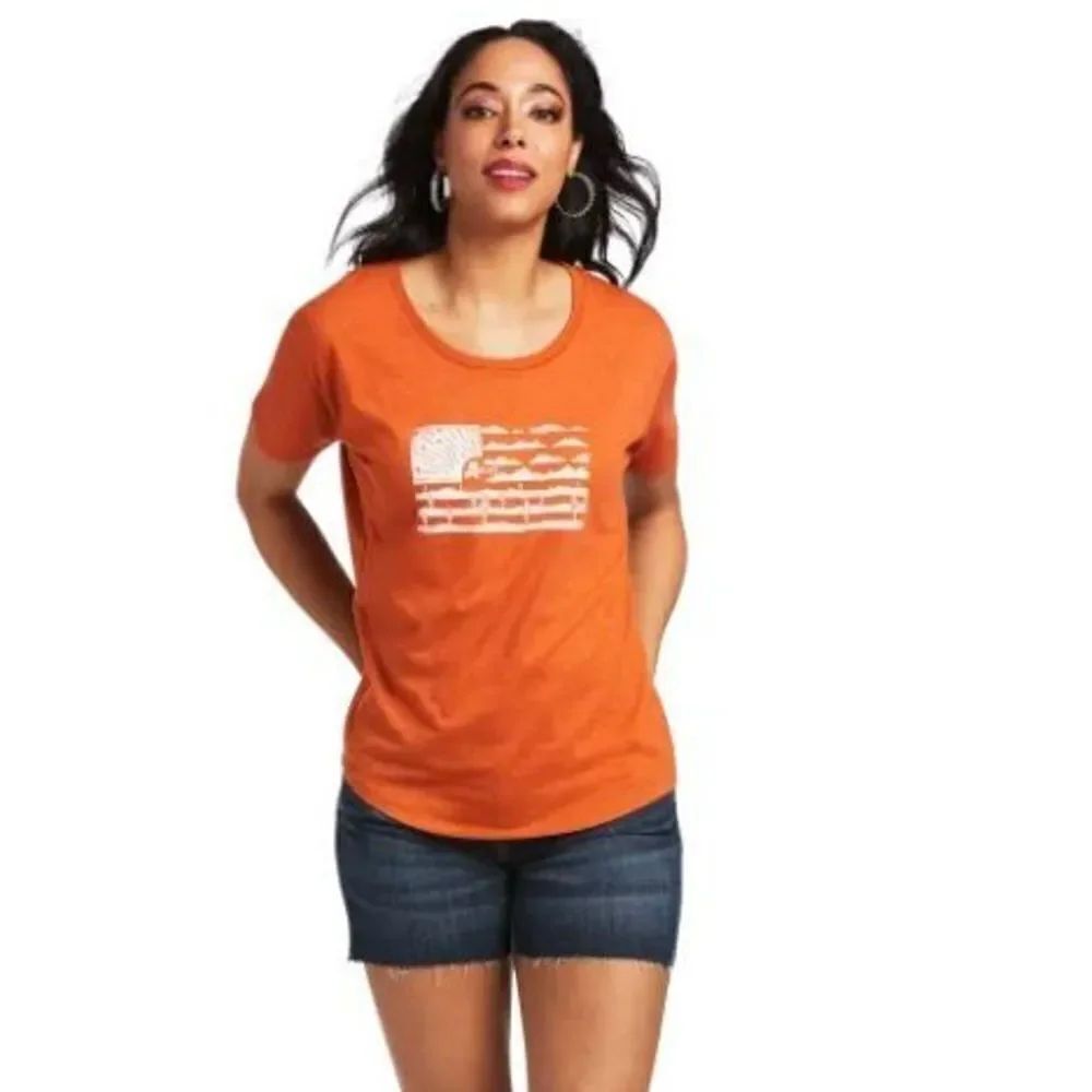 Ariat NWT Desert Flag Short-Sleeve T-Shirt for Ladies - Adobe Heather 2X XXL